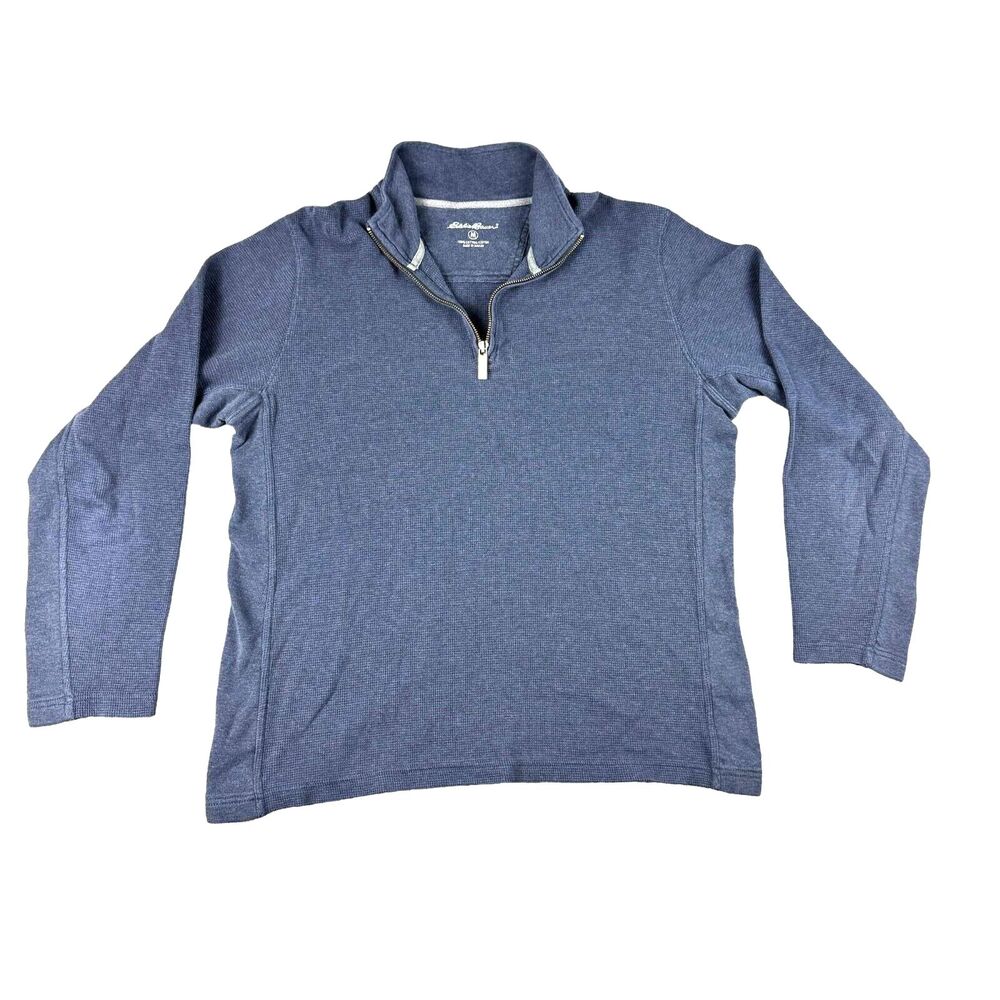 Eddie Bauer Pullover Men's Medium Blue Long Sleeve 1/4 Zip Mock Neck Outdoor Top
